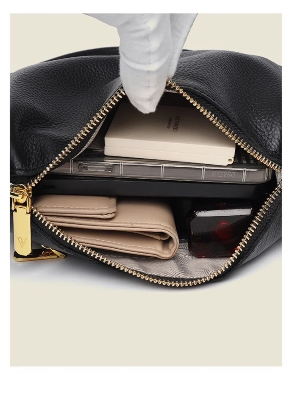 Classic Black Genuine Leather Crossbody Bag - Sleek Everyday Shoulder Purse